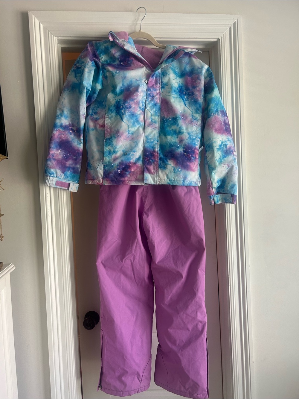 Girls' Purple Galaxy Ski Jacket and Pink Snow Pants Set